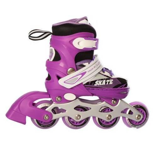 Роликовые коньки детские Bambi A4123-XS-V р. 27-30 раздвижные со светящимися колесами Фиолетовый/Розовый