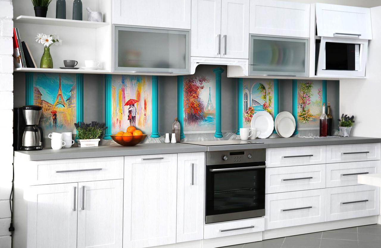 Кухонный фартук Бирюзовые колонны картины из самоклеющейся виниловой пленки 60х250 см Голубой Кухонный фартук Бирюзовые колонны картины из самоклеющейся виниловой пленки 60х250 см Голубой