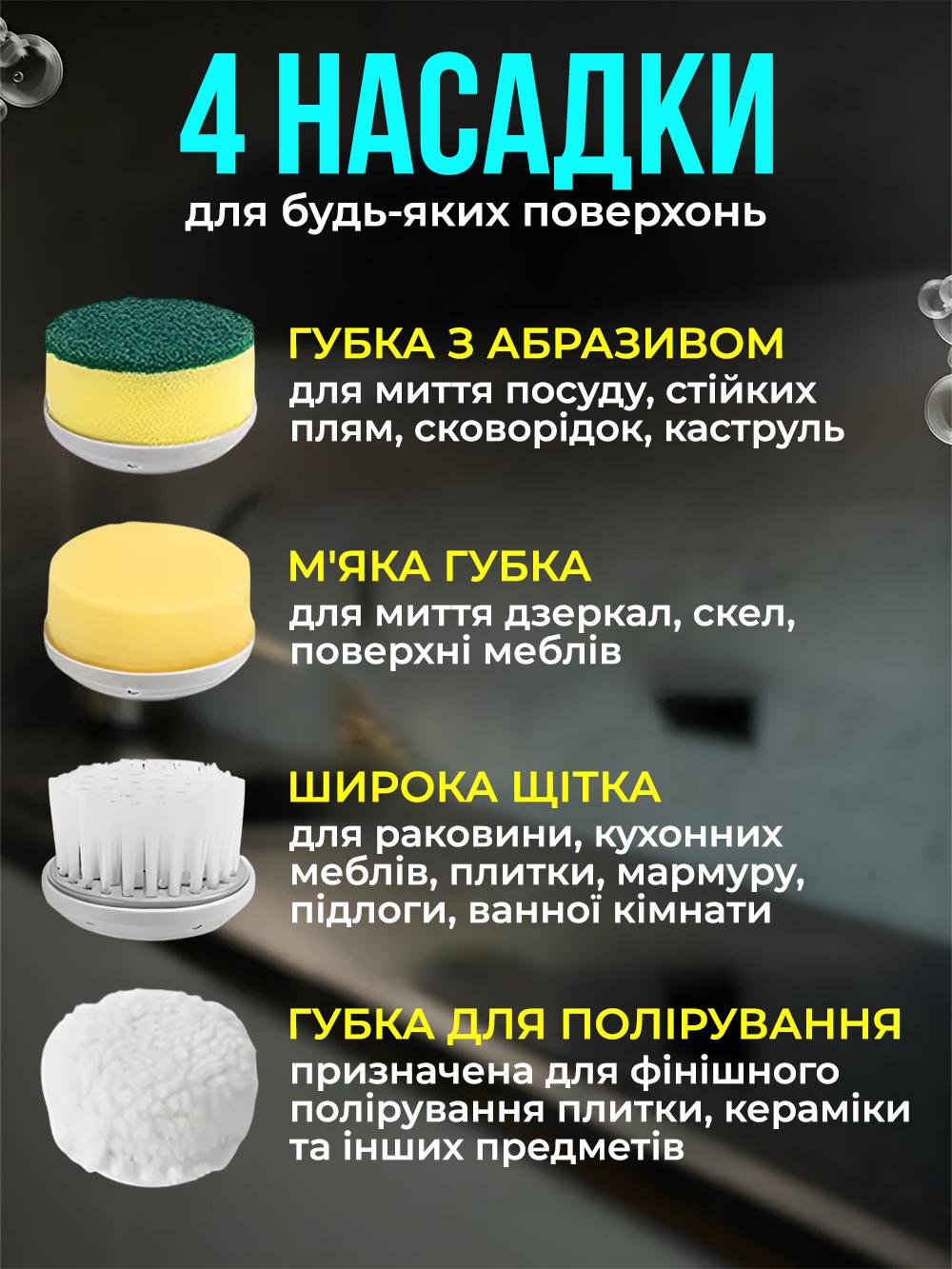 Электрощетка беспроводная Andowl Q-SZ20X1 4в1 для чистки и полировки кухни ванной авто Белый (e91ad2d7) - фото 5