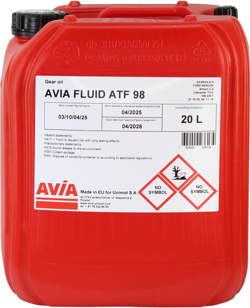 Трансмиссионное масло ATF AVIA Dextron III H 20 л (FLUID ATF 98) Трансмиссионное масло ATF AVIA Dextron III H 20 л (FLUID ATF 98)