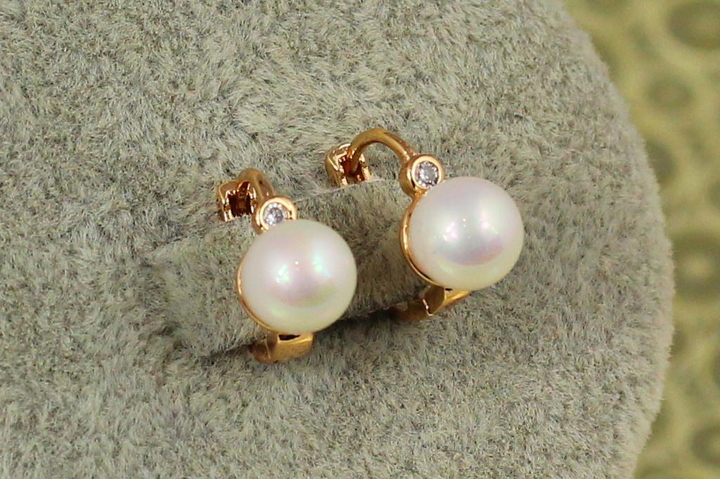 Серьги детские Xuping Jewelry сфера с жемчужиной 1,2 см Золотистый (2420847722)