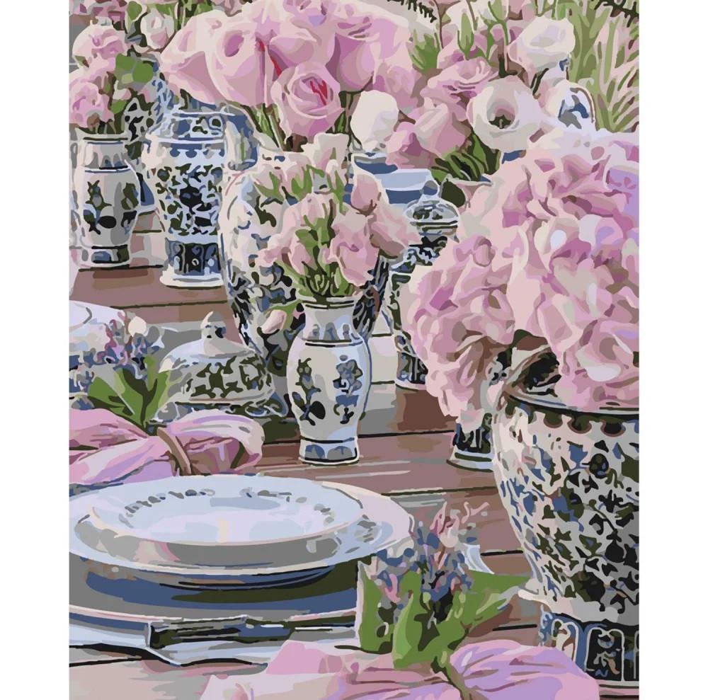 Картина по номерам Strateg Сервировка с цветами 40x50 см (SY6113)