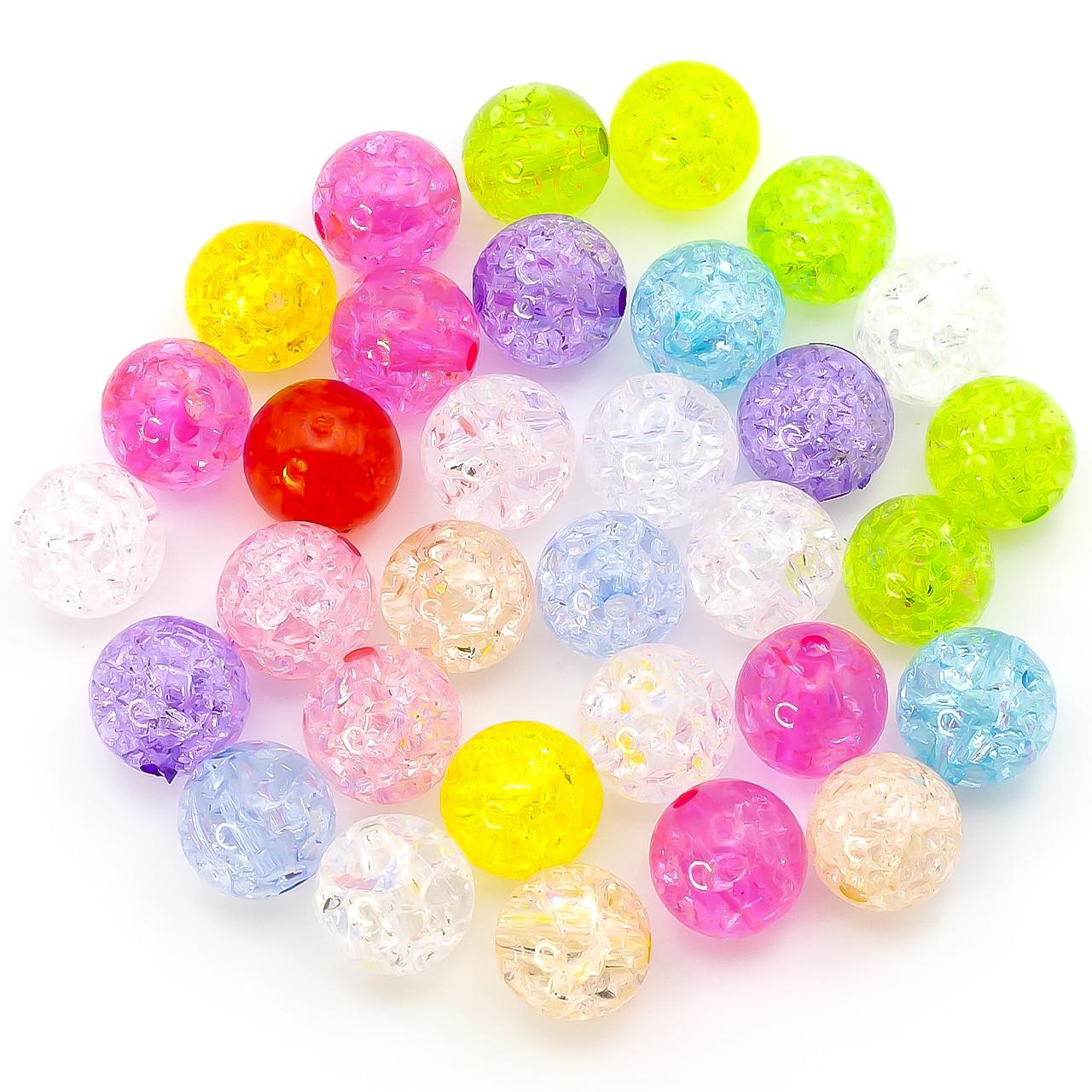 Бусины пластиковые кракелюр 10 мм Ø 2 мм 20 г 35 шт. Разноцветный (БП0010л52)