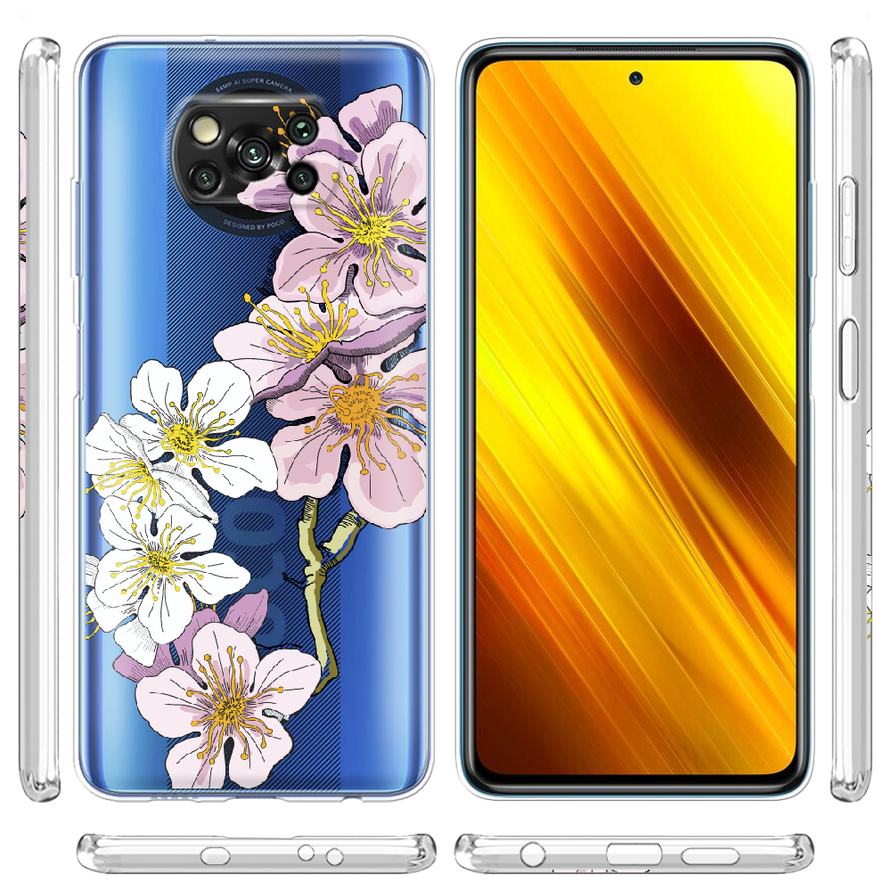 Чохол BoxFace Poco X3 Cherry Blossom Прозорий силікон (41288-cc4-41288) - фото 3