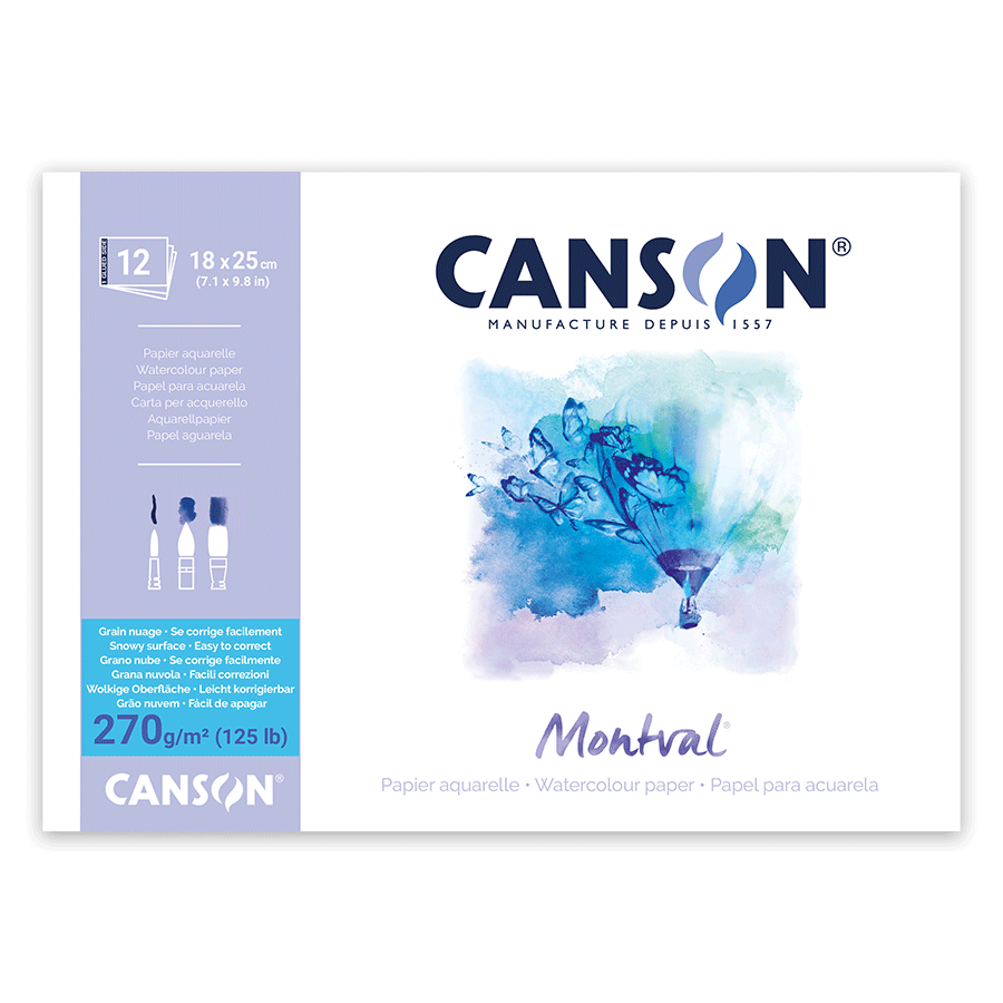 Альбом для акварели Canson Montval Torchon склейка 270 г/кв. м 12 л. 18x25 см Белый (C200807323)