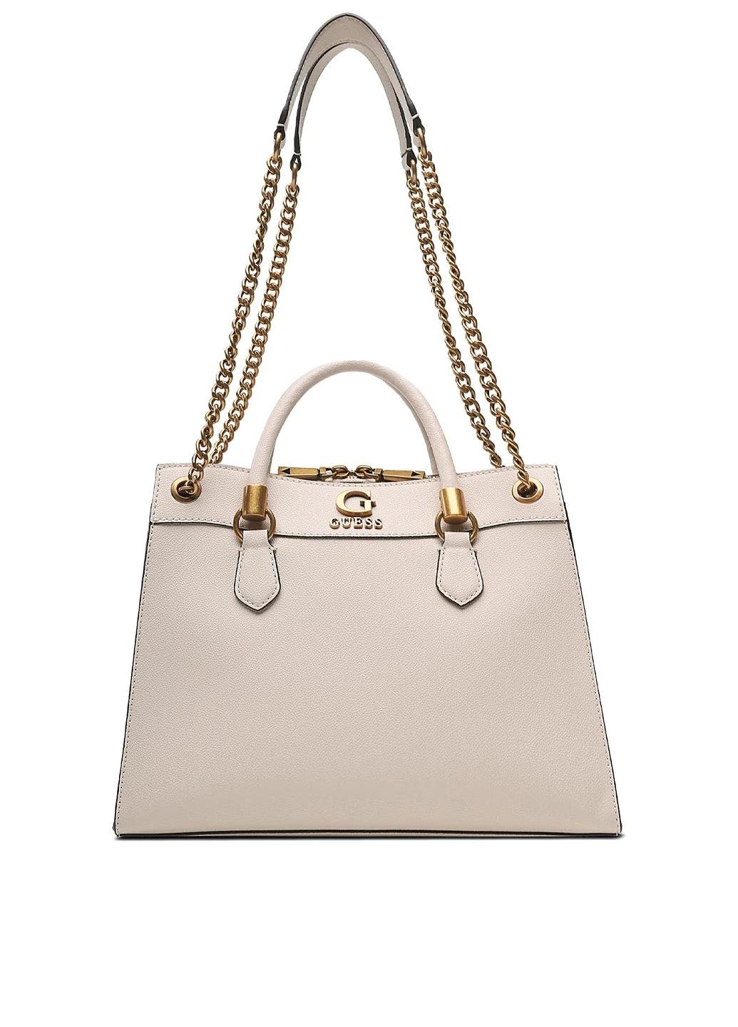 Сумка сетчел жіноча з еко шкіри GUESS NELL GIRLFRIEND SATCHEL HWVB8678070-STO Молочний