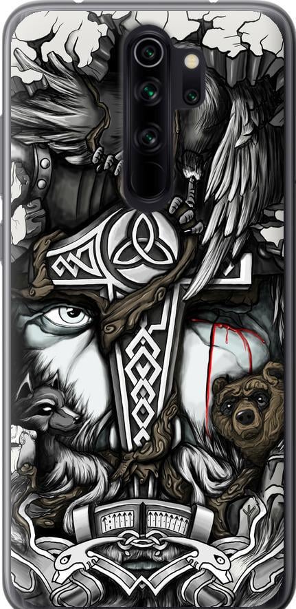 Чехол на Xiaomi Redmi Note 8 Pro Тату Викинг (4098u-1783-42517)