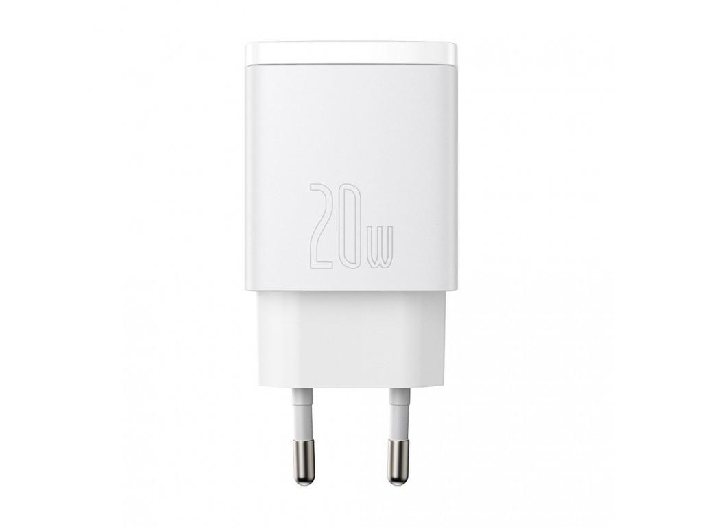 Адаптер питания Baseus Compact Quick Charger 20W QC+PD(Type C+USB), White - фото 2 Адаптер питания Baseus Compact Quick Charger 20W QC+PD(Type C+USB), White - фото 2