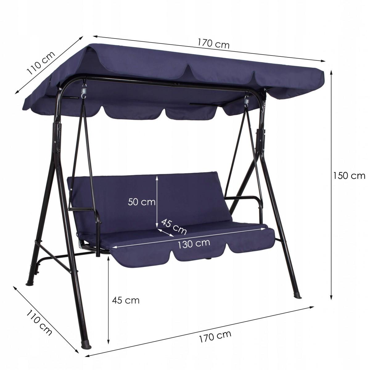 Садовые качели Springos Luna GS0019 150x170 см Синий (GS0019) - фото 3