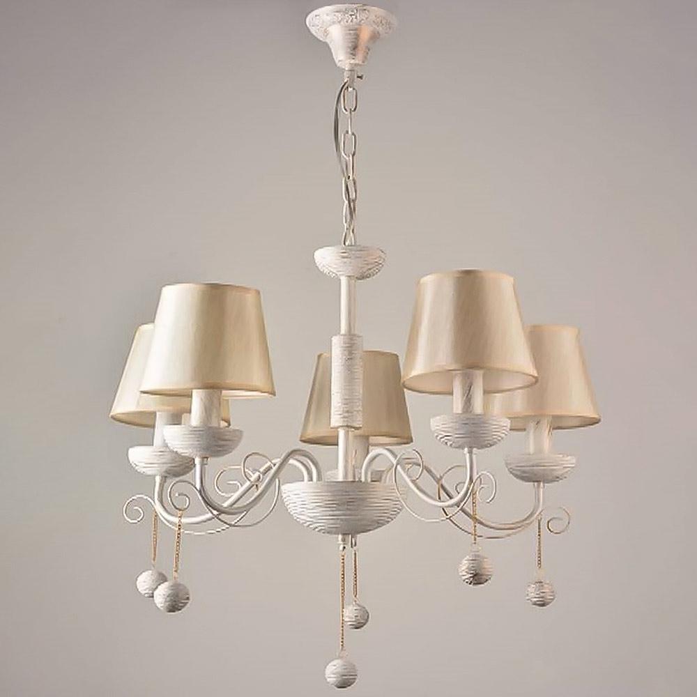 Люстра подвесная с абажуром Light House SRS-18493/5 Белый/Золотистый