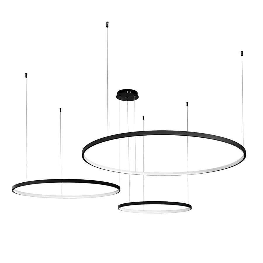 Люстра подвесная светодиодная кольца Levistella 7529832-3B BLACK LED 600/800/1000 Черный