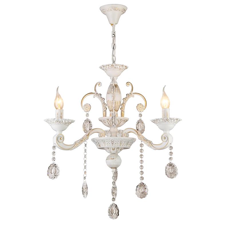 Люстра подвесная свечи Light House SRS-16291/3 на три лампы Белый / Золото