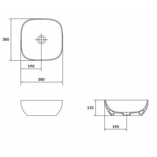 Умивальник на стільницю квадратний Cersanit LARGA 38x38 см Зелений матовий (K677-061) - фото 3 Умивальник на стільницю квадратний Cersanit LARGA 38x38 см Зелений матовий (K677-061) - фото 3