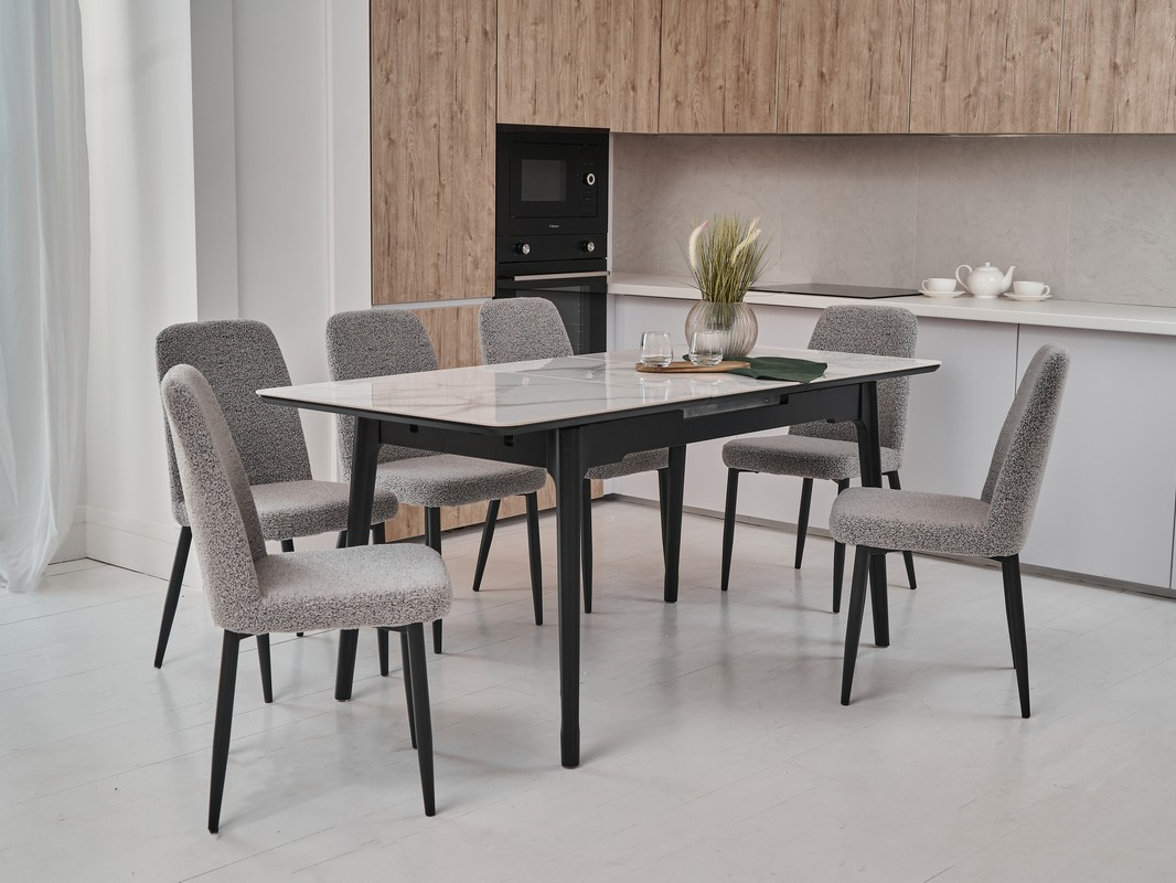 Стол обеденный раздвижной Vetro Mebel 1400-1800x800x760 мм Касса вайт/Черный(TМ-89) - фото 6 Стол обеденный раздвижной Vetro Mebel 1400-1800x800x760 мм Касса вайт/Черный(TМ-89) - фото 6