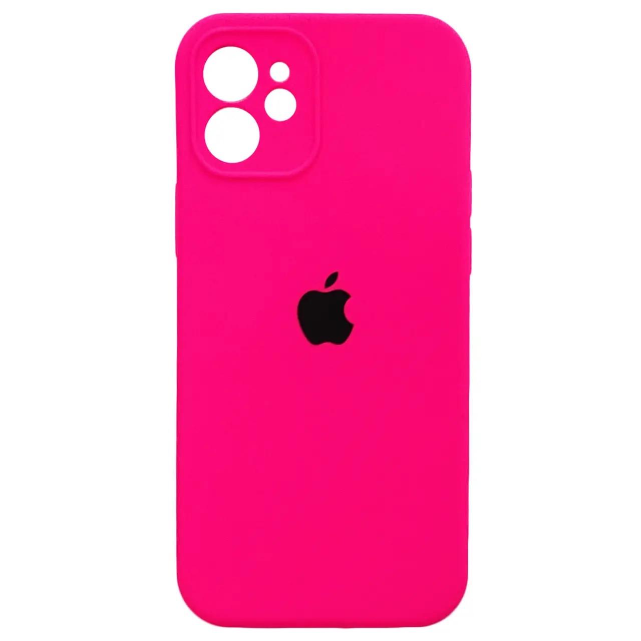 Силиконовый Чехол Накладка Закрытая Камера Silicone Case Full Camera Для iPhone 12 Barbie Pink