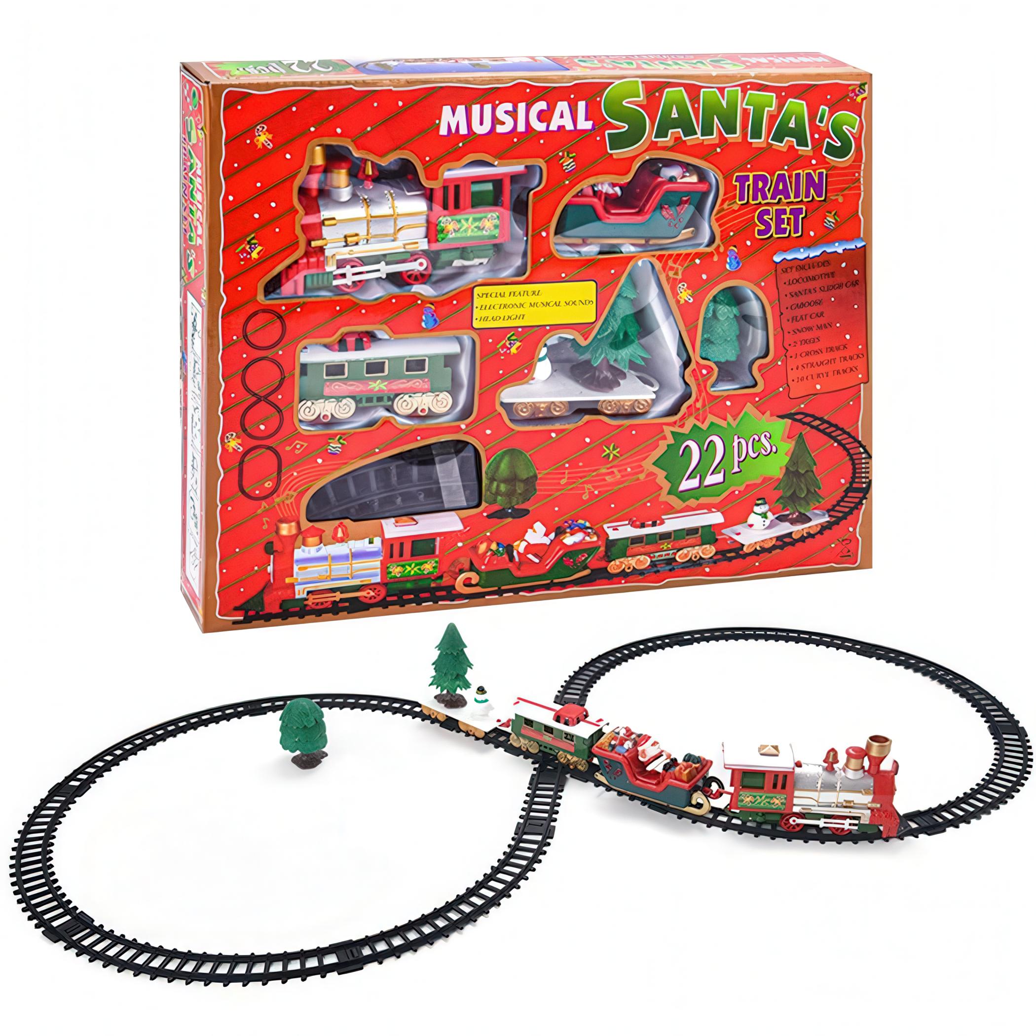 Детская железная дорога Рождественский экспресс 22 детали со световыми и звуковыми эффектами