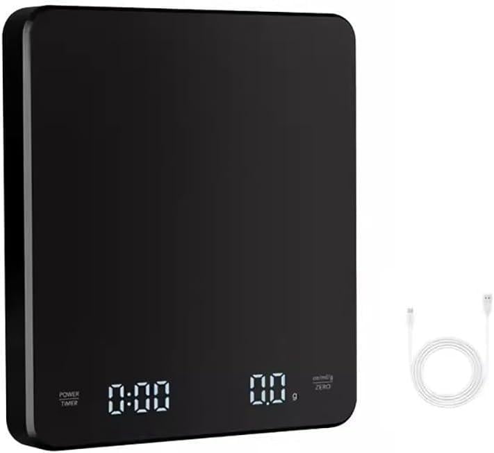 Кухонні ваги для кави 0,1-3000 г з USB Type-C з таймером та підсвіткою Чорний (Е051715)
