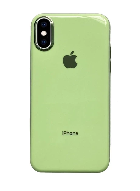 Чохол-накладка Silicone glass сase для Apple iPhone X iPhone XS Mint GOLD