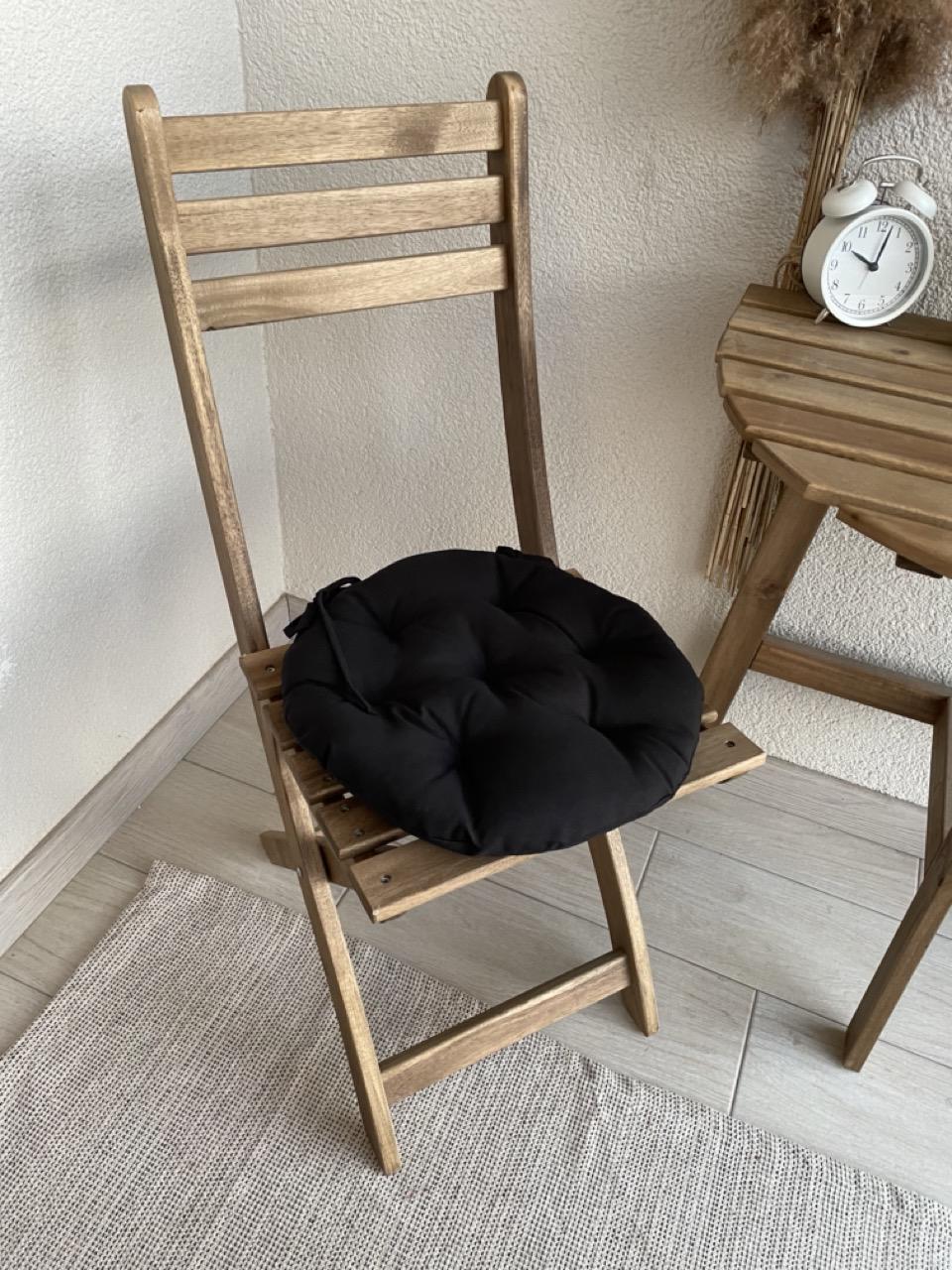 Подушка на стул с завязками круглая Color 40х40х5 см Черный - фото 4