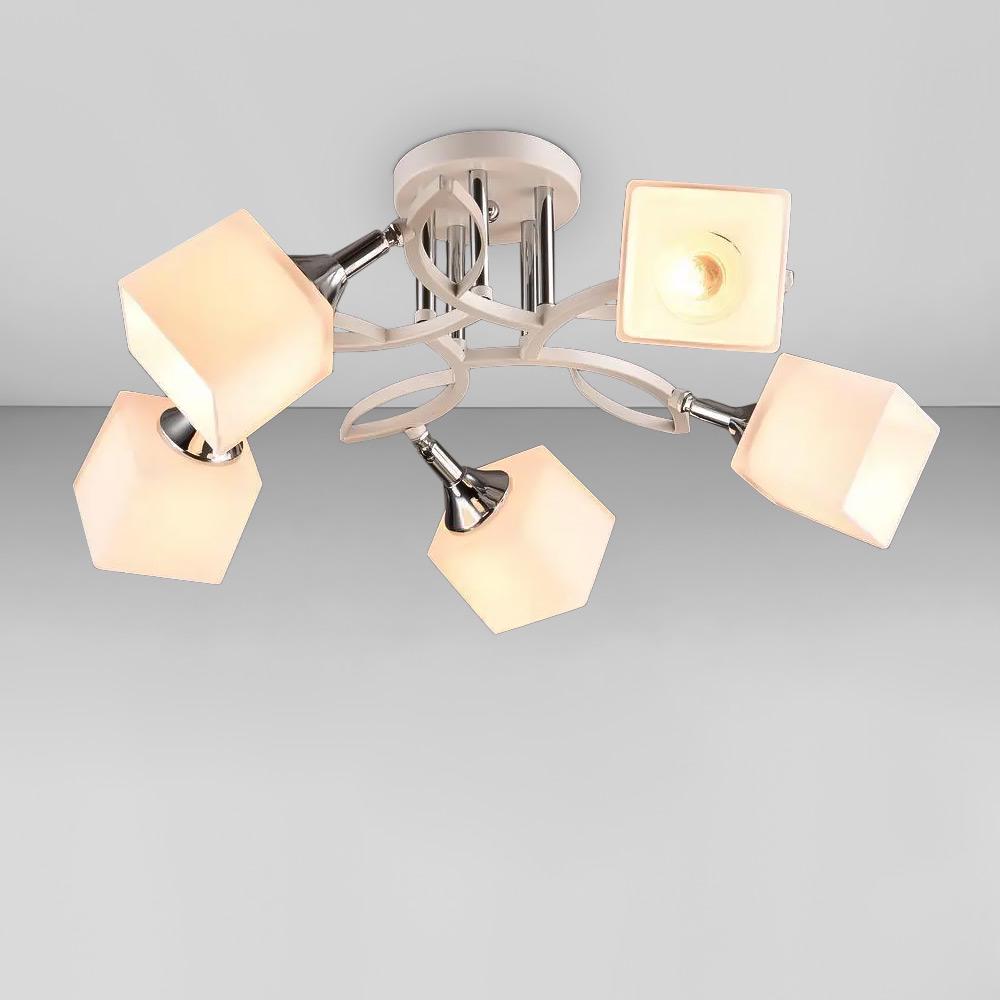 Люстра стельова Light House SR-18526/5 WT/CH 560х240 мм Білий/Хром