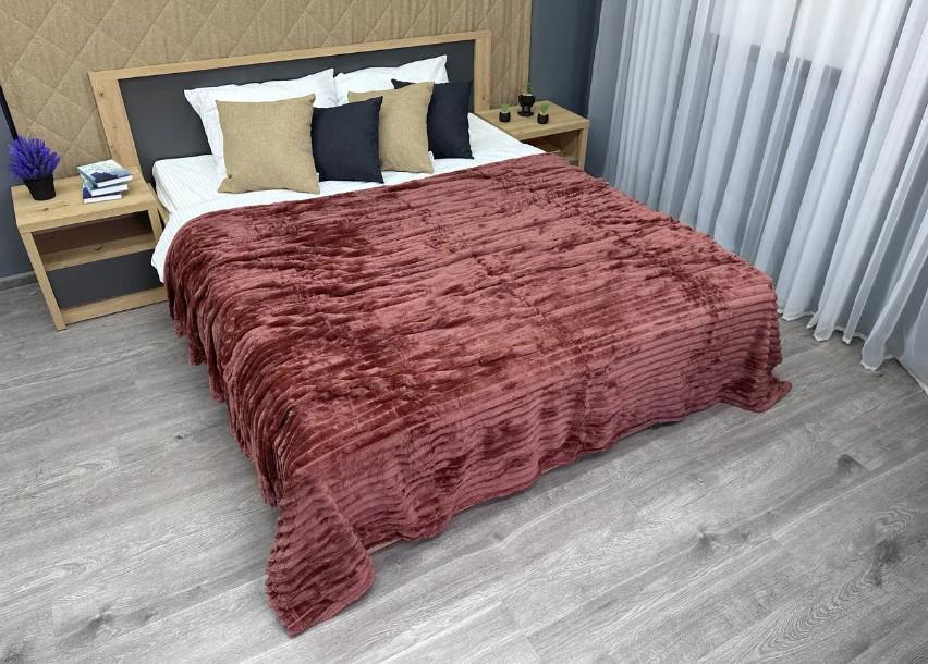 Покрывало плюш Шарпей в полоску 200х225 см Коралловый (87-153)
