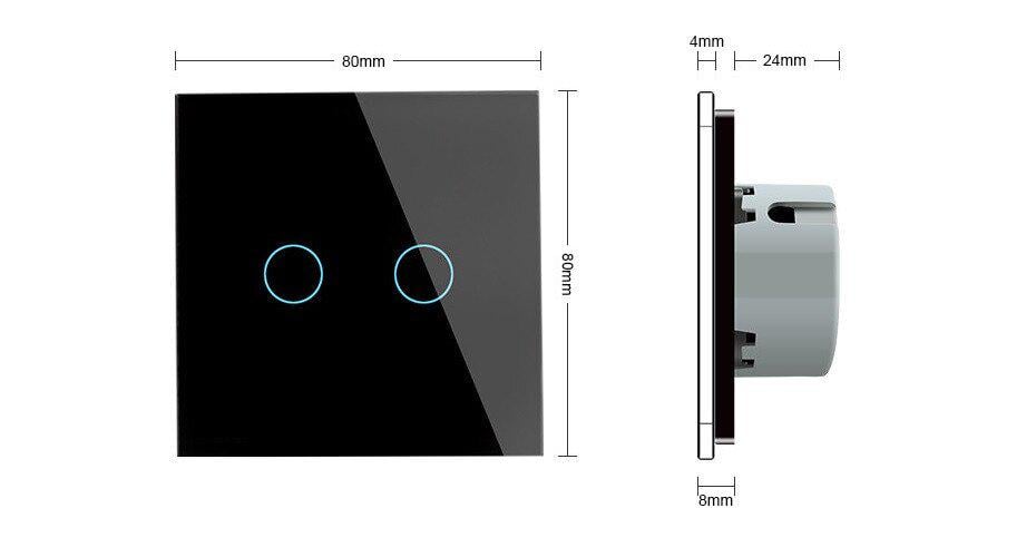 Безшумний сенсорний вимикач Livolo 2 сенсора скляний Чорний (VL-C702Q-12) - фото 2