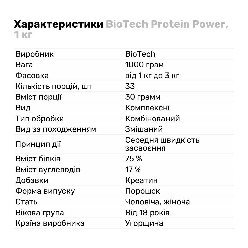 Протеїн BioTech Power 1 кг Полуниця-банан (237V1461) - фото 2