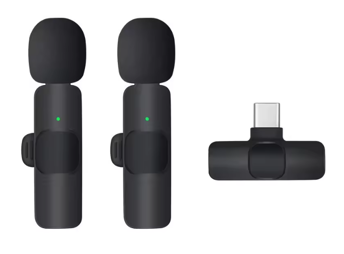 Комплект мікрофонів бездротових петличних Type-C one to two 70mAh 2,4ГГц Black (500285)