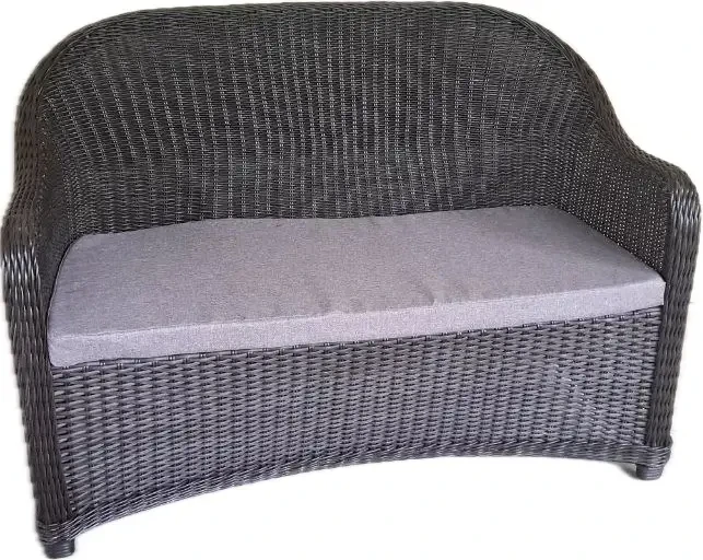 Диван садовий двомісний Офелія з штучного ротангу на металевому каркасі Антрацит (CNT00009041)