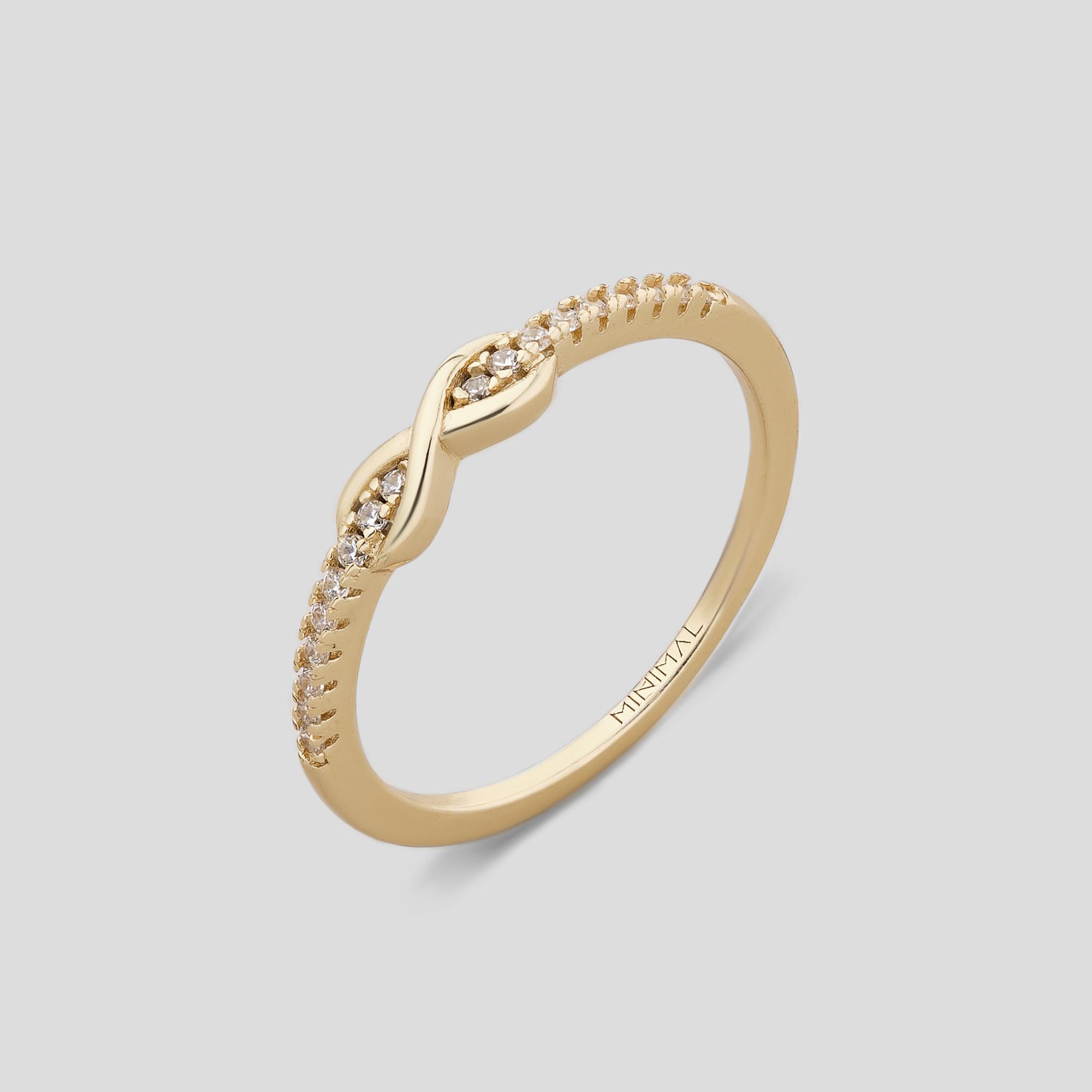 Серебряное кольцо Minimal Позолоченные мечты р. 16 (17735)