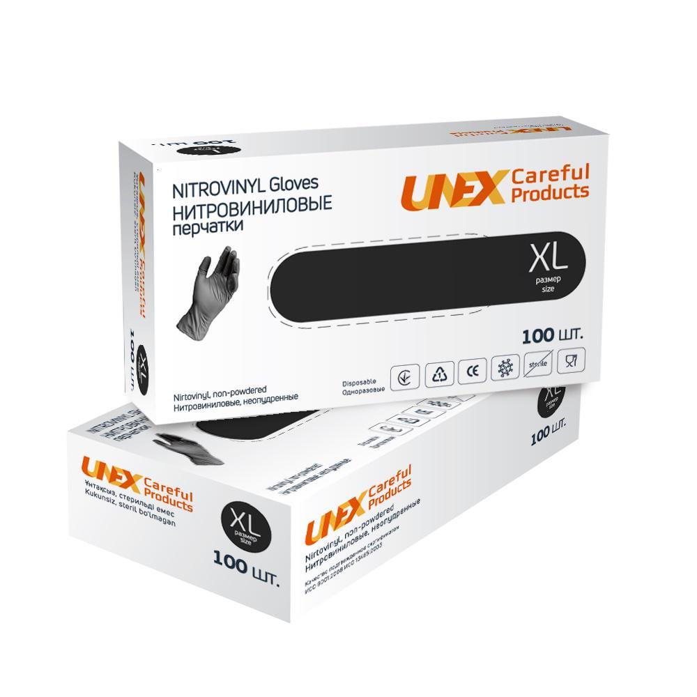 Рукавички нітровінілові вітрил Unex неопудрені XL 100 шт. Чорний - фото 2 Рукавички нітровінілові вітрил Unex неопудрені XL 100 шт. Чорний - фото 2