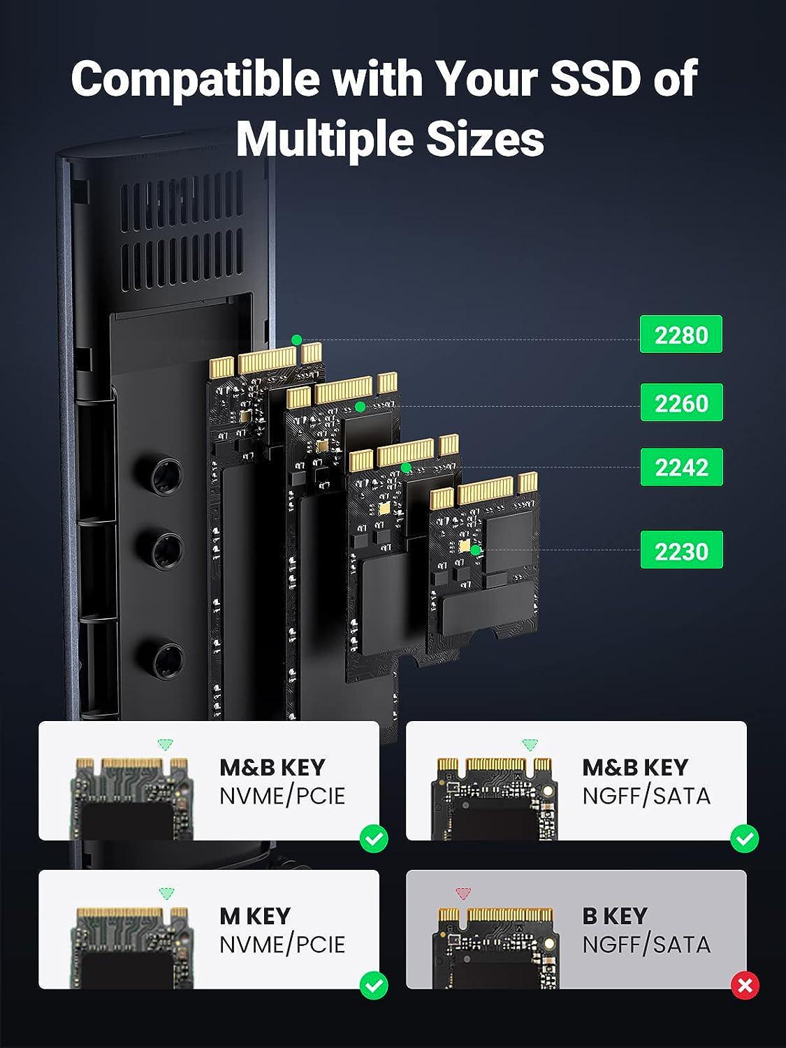 Корпус UGREEN для M.2 NVME та SATA SSD дисків 10 Гбіт/с з кабелями M та B&M 2280/2230/ 2242/2260 для PCI-e та NGFF Сірий (90264) - фото 5 Корпус UGREEN для M.2 NVME та SATA SSD дисків 10 Гбіт/с з кабелями M та B&M 2280/2230/ 2242/2260 для PCI-e та NGFF Сірий (90264) - фото 5