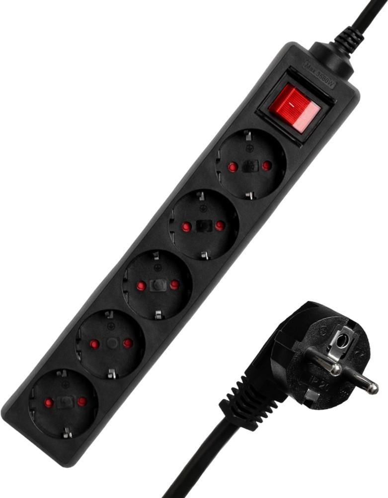 Фільтр мережевий LOGAN SFB5-3 5 розеток 16А 3 м Чорний (625281)