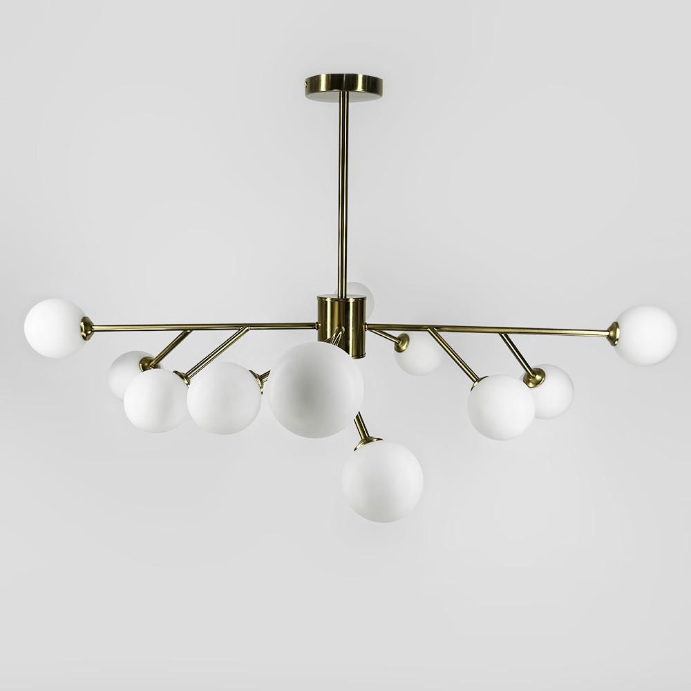 Люстра потолочная на 12 белых плафонов Ø 100 см Латунь (AOC 19/12 AB G9) - фото 3
