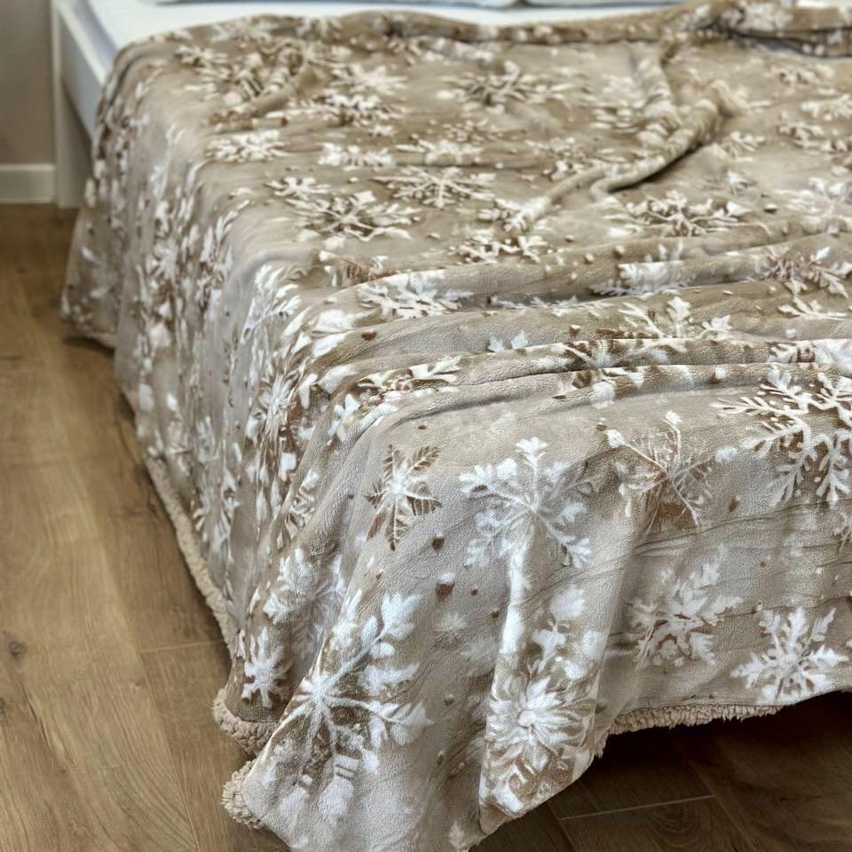 Плед-покрывало двустороннее с рисунком 200х220 см Бежевый (PL-2-3)