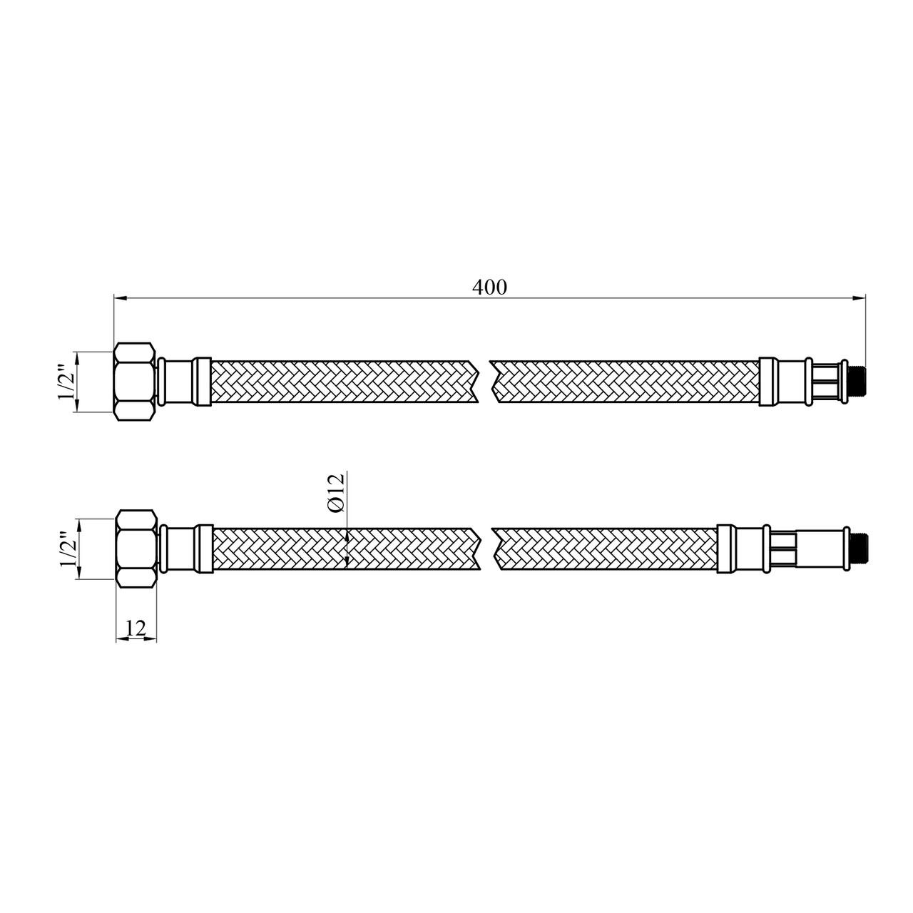 Подводка для подсоединения смесителя гибкая Kroner KRP 1/2 "хМ10 ВН 40 см оплетка из нержавеющей стали 2 шт. (2681047213) - фото 2 Подводка для подсоединения смесителя гибкая Kroner KRP 1/2 "хМ10 ВН 40 см оплетка из нержавеющей стали 2 шт. (2681047213) - фото 2