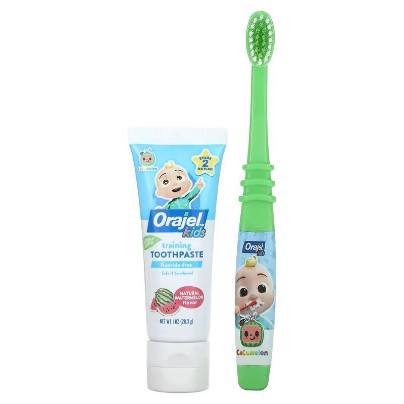 Зубная паста дестская Orajel Kids Cocomelon Training Toothpaste with Toothbrush Fluoride-Free 0-3 Years Watermelon 28,3 g - фото 3