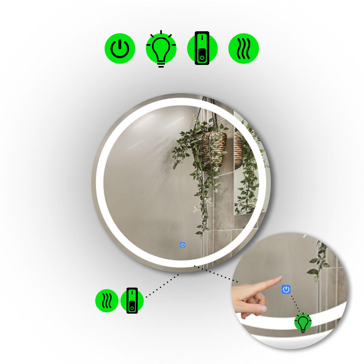 Зеркало с LED подсветкой Amica с сенсорным и механическим включателем и подогревом 60x60 см (Amica/600x600/1191/2/1)