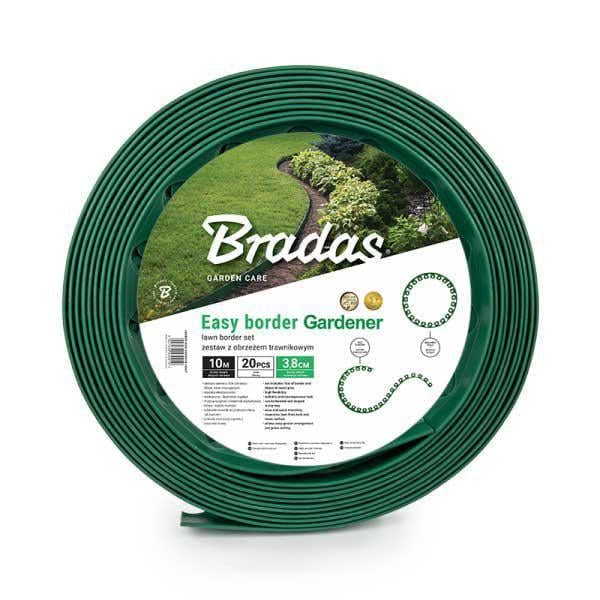 Бордюр газонный Bradas Easy Border 38 мм х 10 м с комплектом кольев Зеленый (OBEGR3810SET)