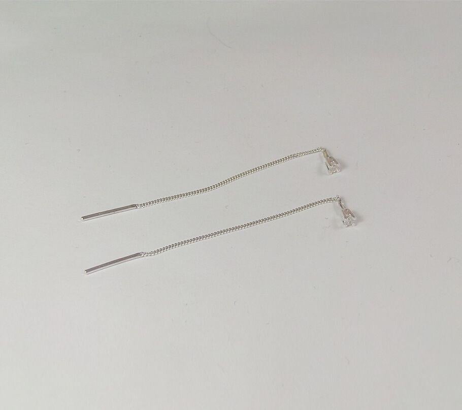 Сережки протяжки з фіанітом Maxi Silver 6774 (86774)