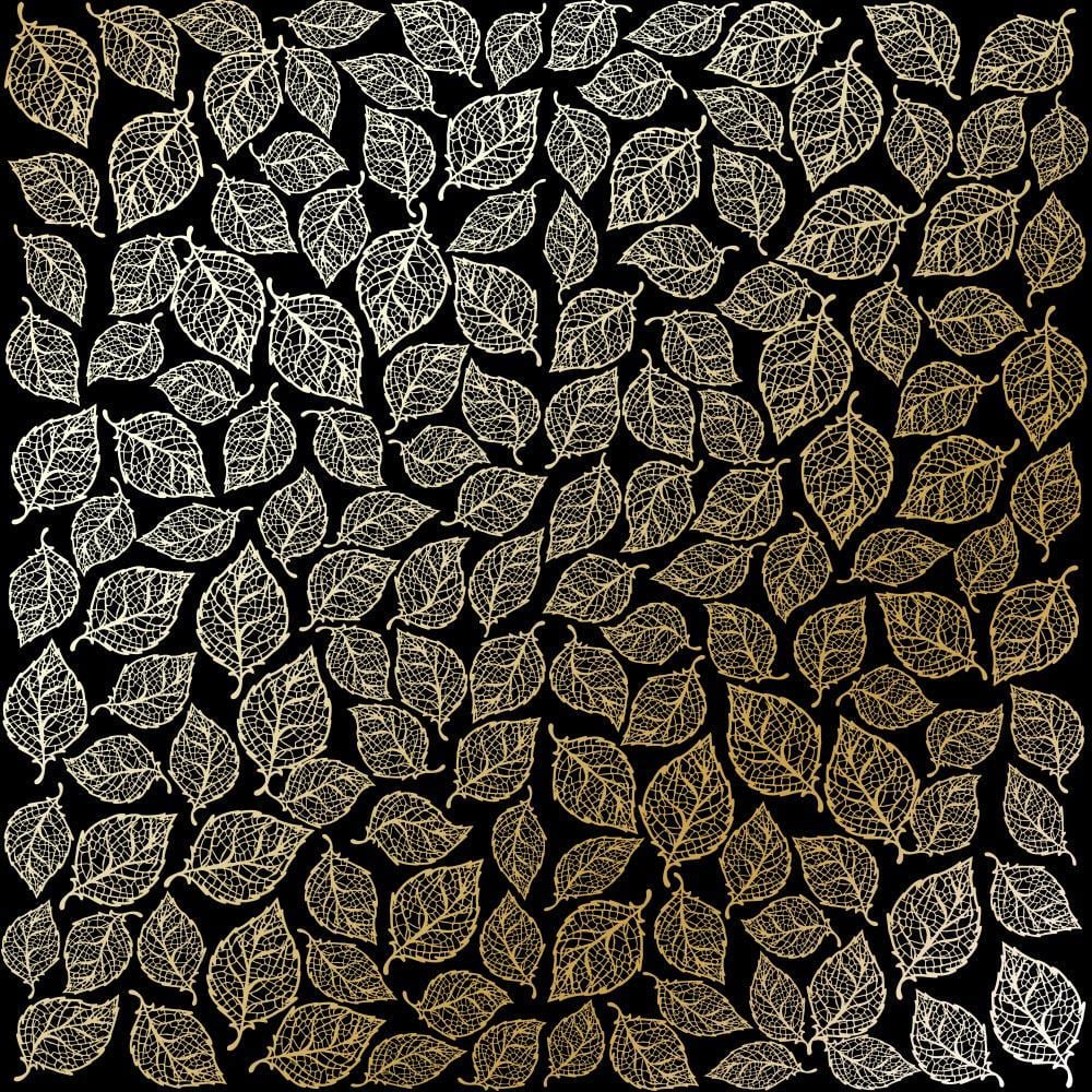 Лист паперу односторонній Golden Leaves mini з фольгуванням 30,5х30,5 см Black