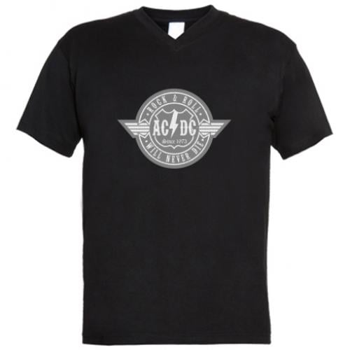 Футболка мужская с V-образным вырезом AC/DC Grey 2XL Черный (2970034-2-88487-XXL)