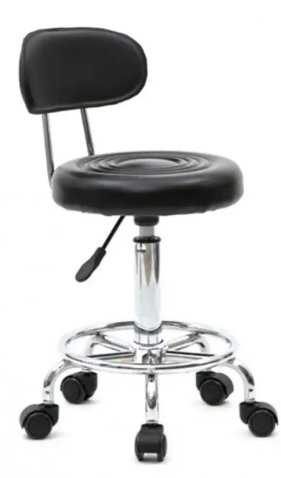 Крісло табурет на колесах зі спинкою кругле Bonro B-494 Чорний (40300049)