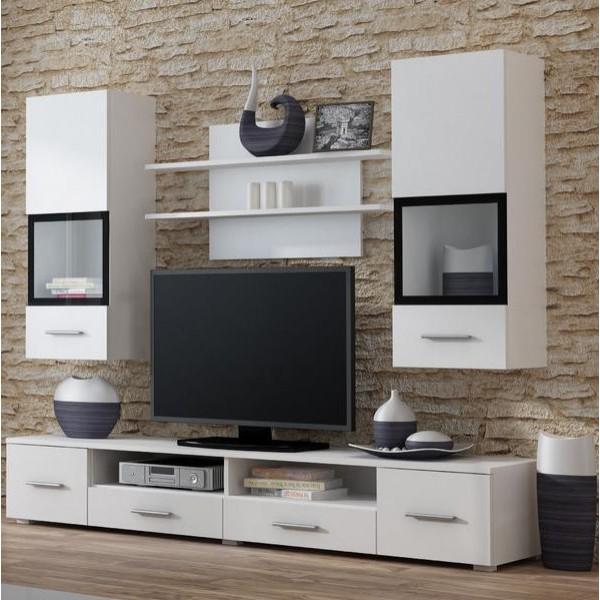 Cтенка комплект Cama Snow из ламинированной ДСП без подсветки и стекла Белый матовый/Белый глянец
