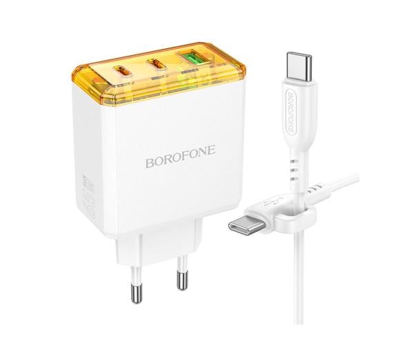 Зарядний пристрій мережевий Borofone BAS34A Type-C/USB QC3.0 PD65W cable Type-C to Type-C White Зарядний пристрій мережевий Borofone BAS34A Type-C/USB QC3.0 PD65W cable Type-C to Type-C White