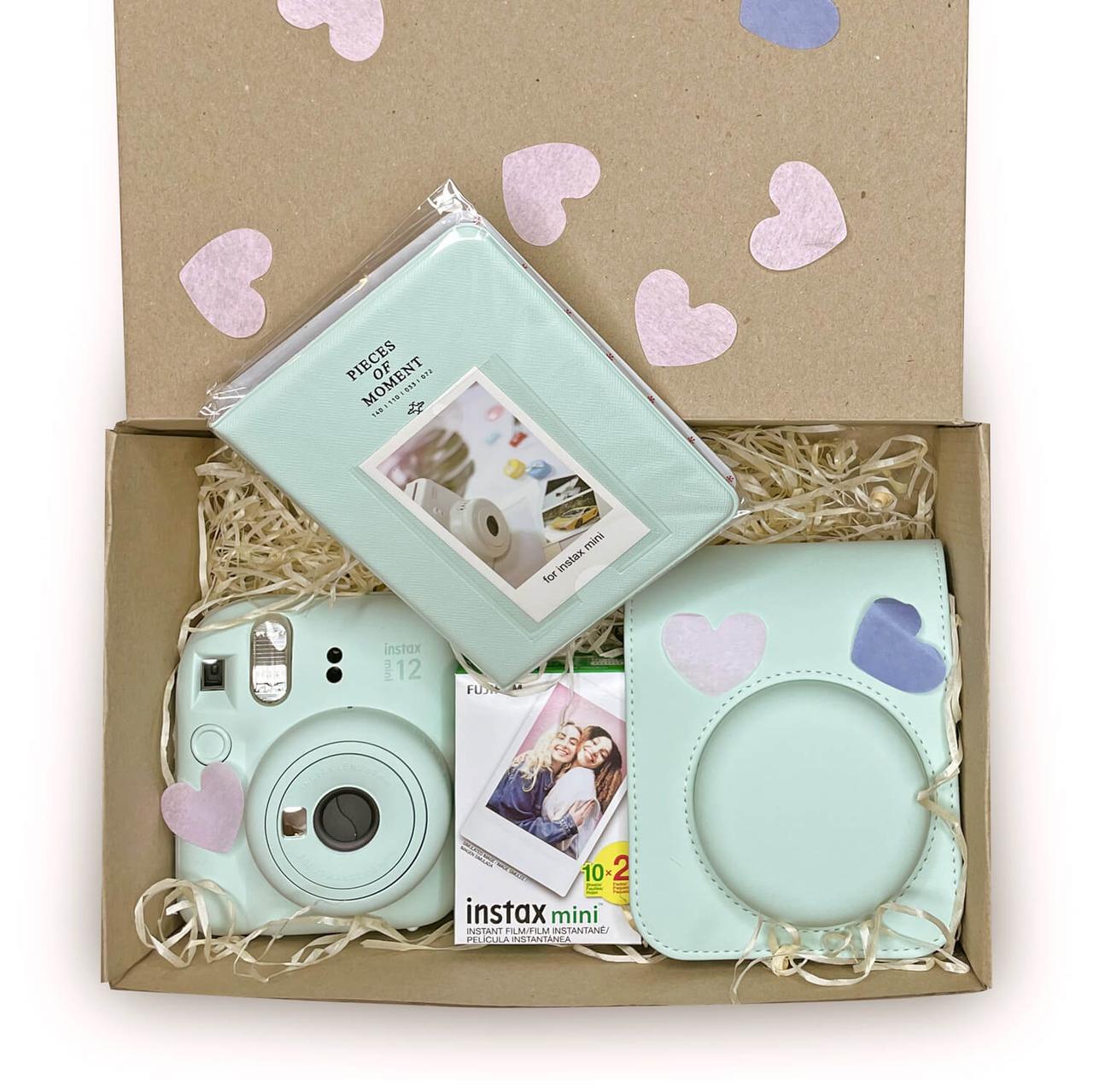 Подарочный набор Fujifilm Instax Mini 12 фотобумага 20 шт./чехол/фотоальбом 64 фото Зеленый