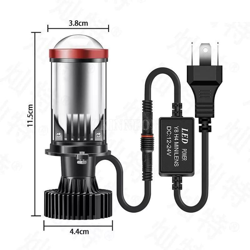 Лампи BI-LED міні-лінзи Y8 H4 MINI LED LENS 70 Вт 16000Лм 6000К 9-36v цоколь H4 - фото 3