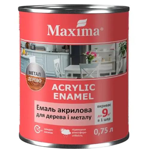 Емаль акрилова для дерева та металу Maxima 0,75 л Білий глянсовий (2688155820) - фото 1