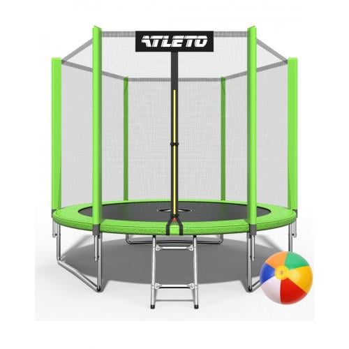 Батут детский Atleto с сеткой/лестницей/мячиком 312 см Зеленый (4981)
