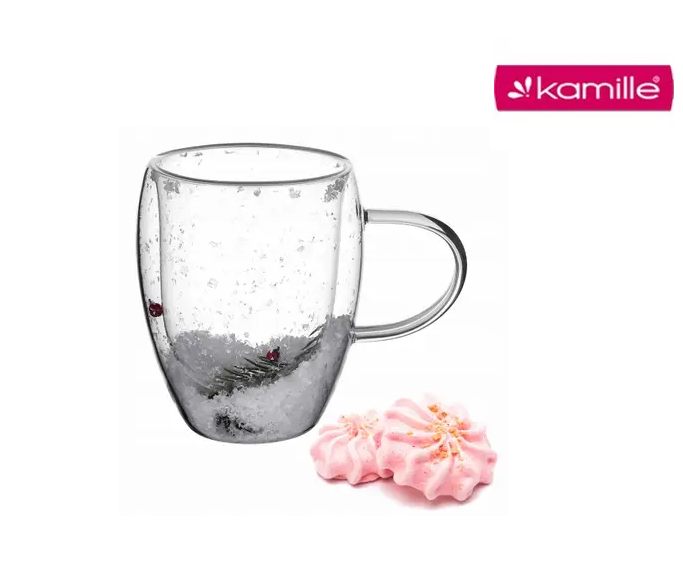 Чашка Kamille Сніг з ялинкою з подвійним дном з боросилікатного скла 350 мл (9015) - фото 2 Чашка Kamille Сніг з ялинкою з подвійним дном з боросилікатного скла 350 мл (9015) - фото 2